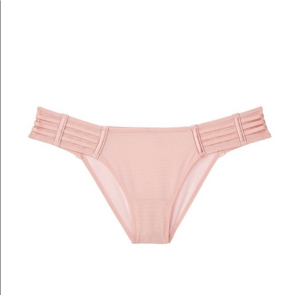 Victoria’s Secret 34C & Small Cheekini Tanga Mesh Caged Bra Set in Demure Pink - Picture 3 of 5